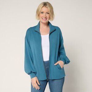 Belle by Kim Gravel ScubaLuxe Blouson Sleeve Zip-Up Jacket NWOT